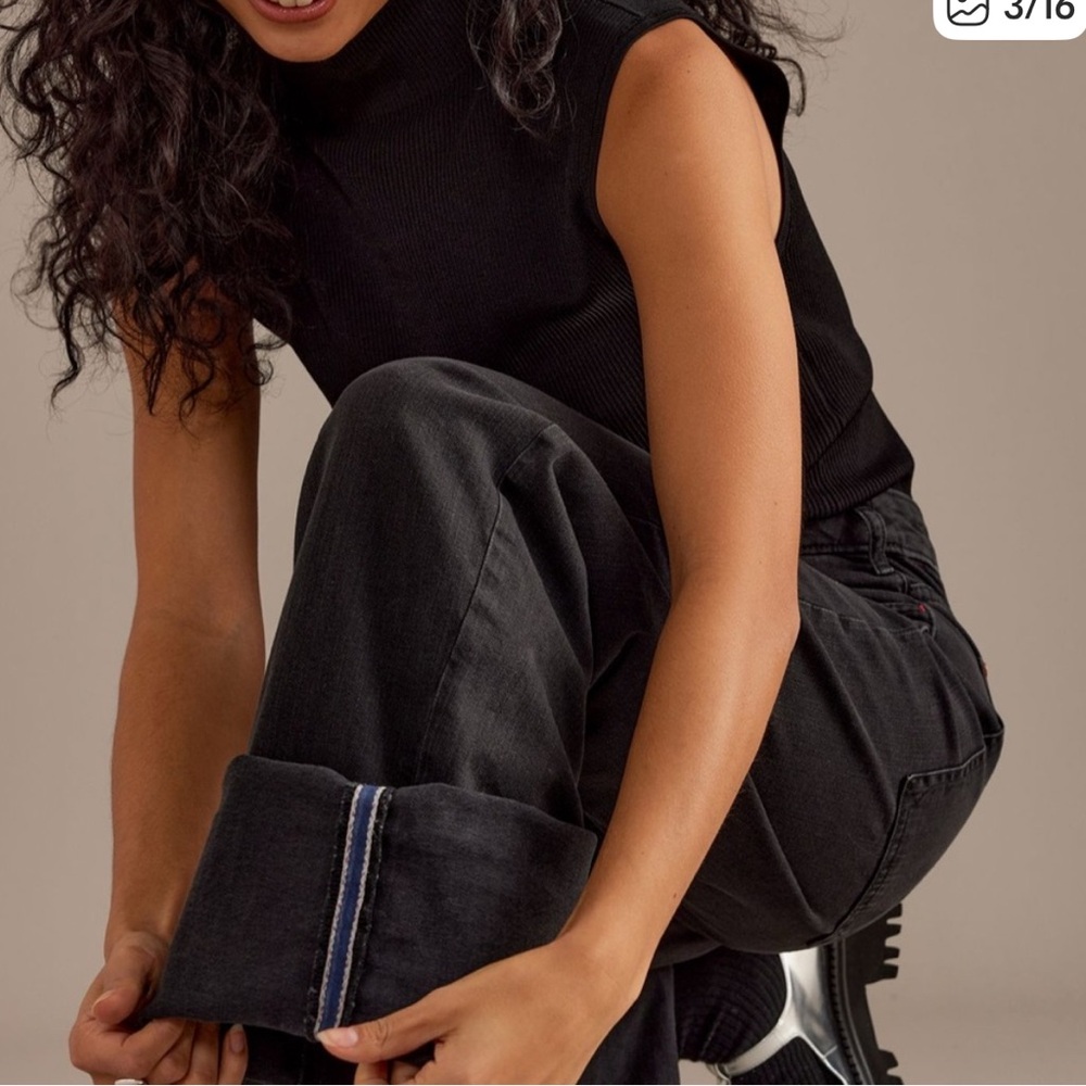 Pilcro by Anthropologie Cuffed Black Jean